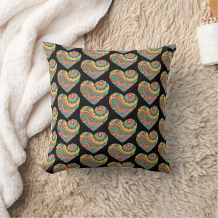 Mandala Hearts Throw Pillow