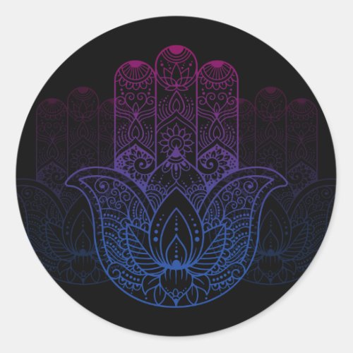 Mandala Henna  Lotus Hand Classic Round Sticker