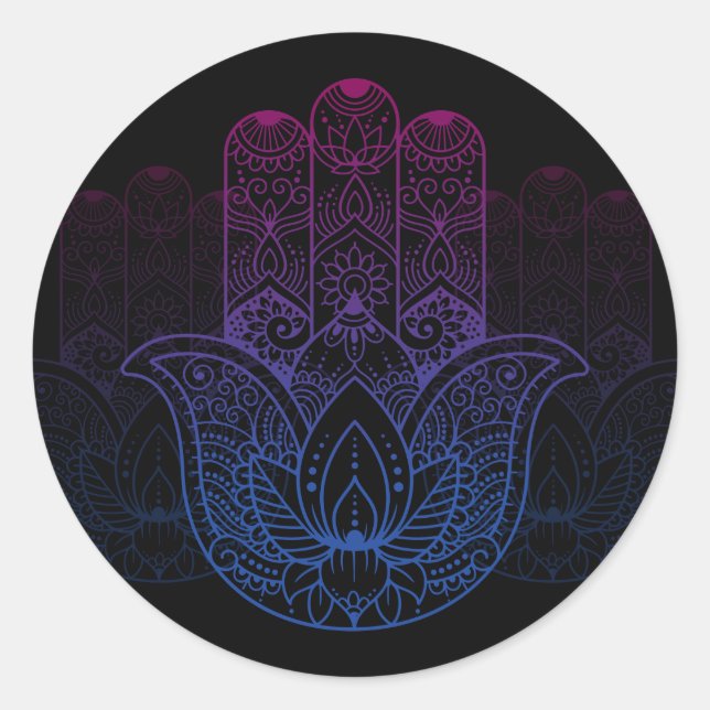 Mandala Henna | Lotus Hand Classic Round Sticker (Front)