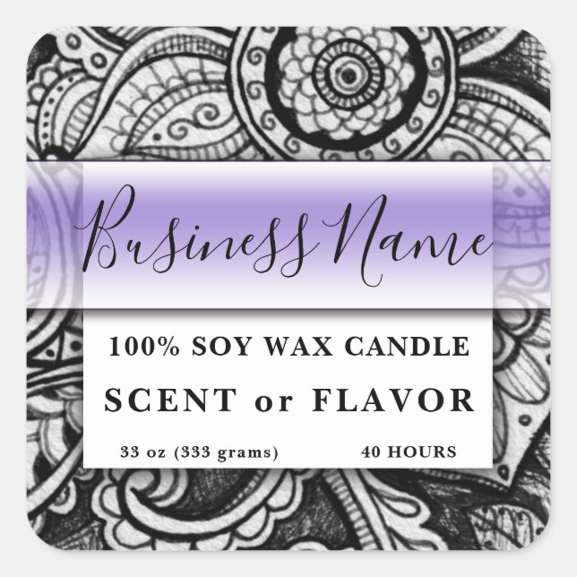 Mandala Homemade Food Bakery Kitchen Candle Square Sticker (Front)
