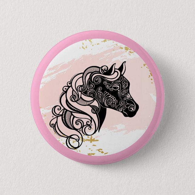Mandala Horse Heard  Button (Front)