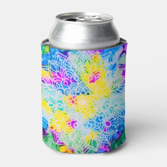 Mandala in Alcohol Ink Can Cooler (Can Front)