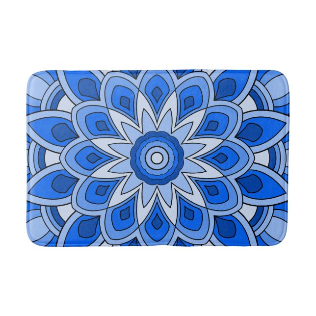 Mandala in blue bath mat (Front)