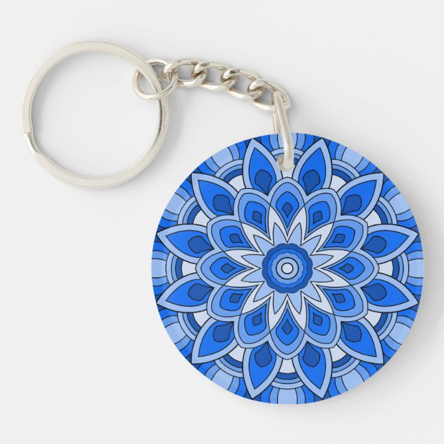 Mandala in blue keychain (Front)