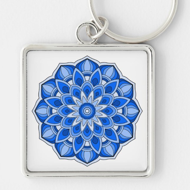 Mandala in blue keychain (Front)