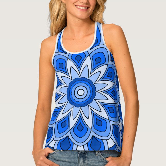 Mandala in blue tank top (Front)