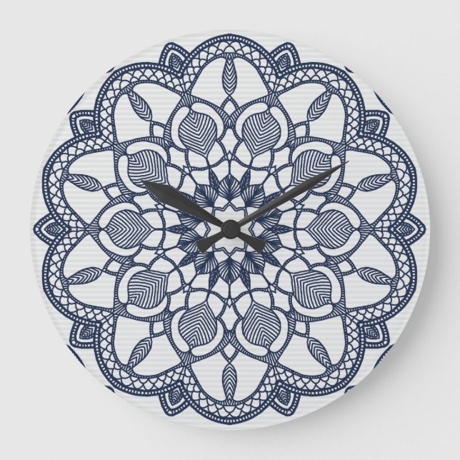 Mandala in Delft Blue Large Clock (Front)