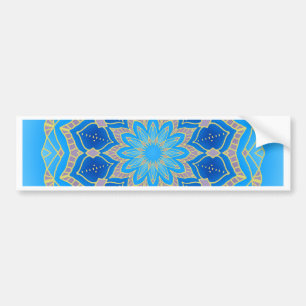 Mandala in electric blue and turquoise bumper sticker