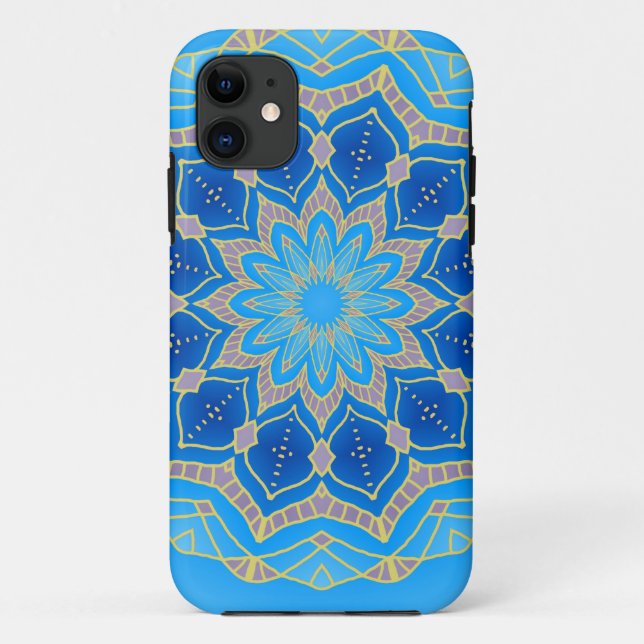 Mandala in electric blue and turquoise Case-Mate iPhone case (Back)