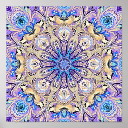 Mandala In Purple, Blue, And Gold Print