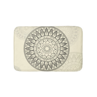 Mandala in Soft Yellow Bathroom Mat