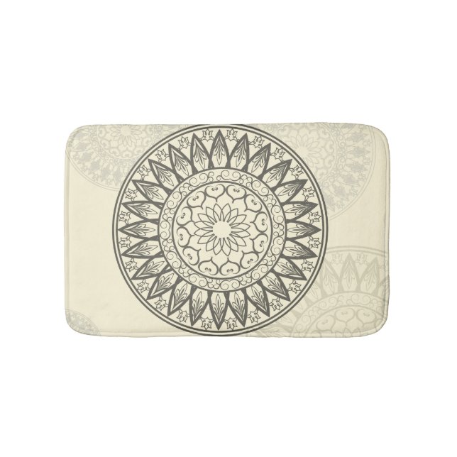 Mandala in Soft Yellow Bathroom Mat (Front)
