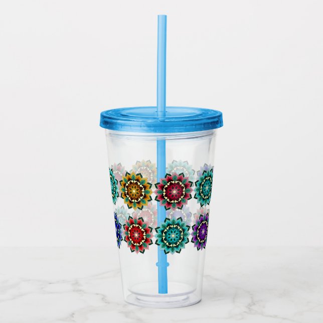 Mandala in various colors acrylic tumbler (Front)