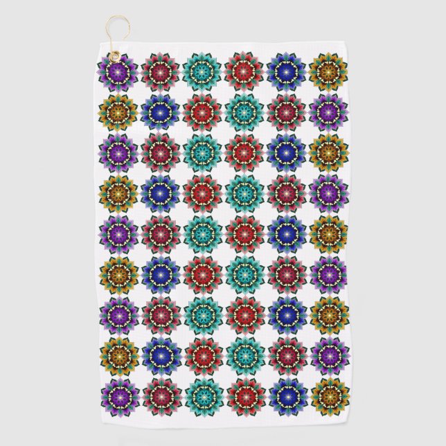 Mandala in various colors golf towel (Front)