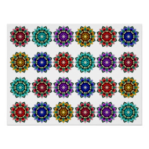 Mandala in various colors poster