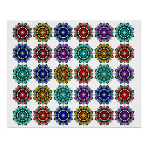 Mandala in various colors poster