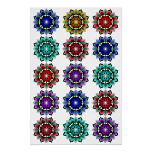 Mandala in various colors poster