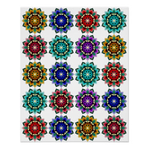 Mandala in various colors poster