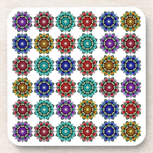Mandala in various colours coaster (Front)