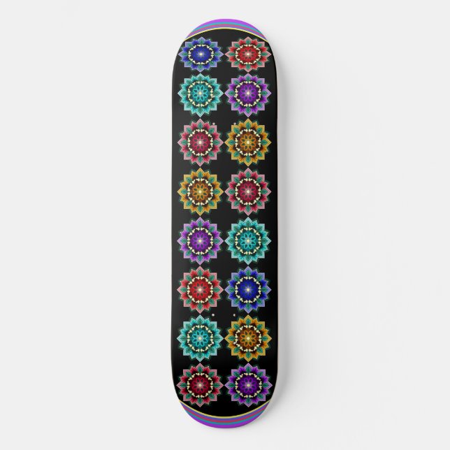 Mandala in various colours skateboard (Front)