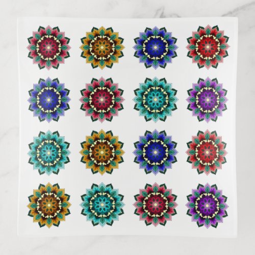 Mandala in various colours trinket tray