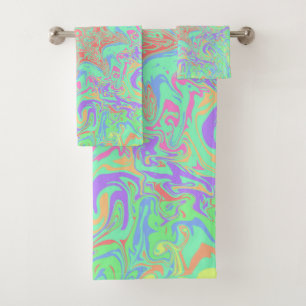 Mandala in vibrant pastel colors bath towel set