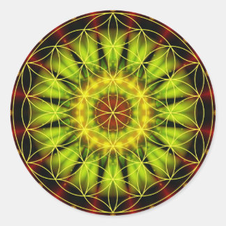 Mandala independence with flower of life by Tutti Classic Round Sticker