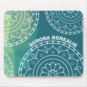 Mandala india blue green yellow custom text mouse pad
