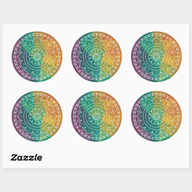 Mandala india flower boho hippie design classic round sticker (Sheet)