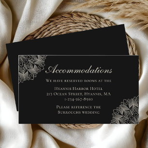 Mandala Indian Boho Black Wedding Accommodations Enclosure Card