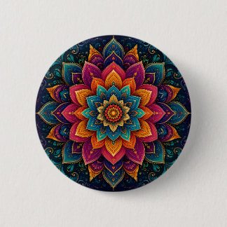 Mandala-inspired floral artwork button