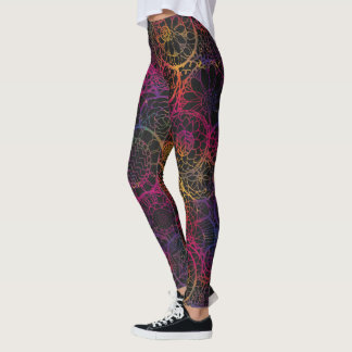 Mandala-Inspired Floral Design Leggings