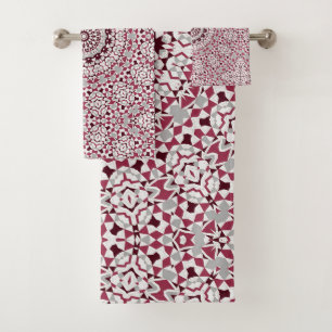 Mandala is burgundy-gray bath towel set