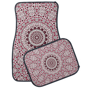 Mandala is burgundy-gray car floor mat