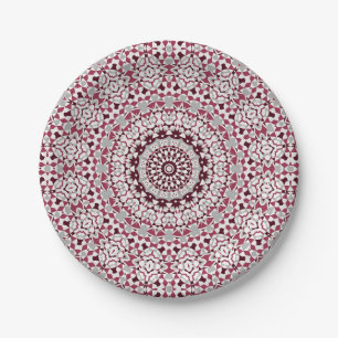 Mandala is burgundy-gray paper plates