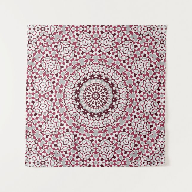 Mandala is burgundy-gray tapestry (Front)