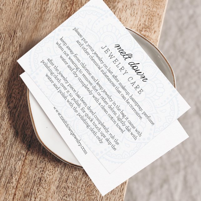Mandala Jewelry Care Small Business Order Enclosure Card (Mandala Jewelry Care Small Business Order Enclosure Card)