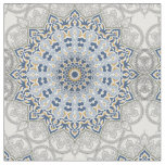 Mandala kaleidoscope blue floral vintage pattern fabric