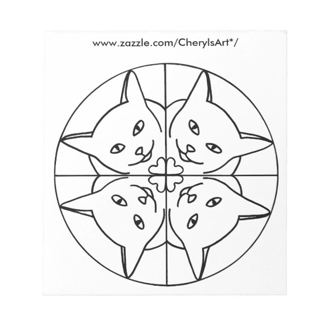 Mandala Kaleidoscope Cats Coloring Notepads (Front)
