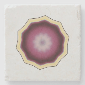Mandala Kaleidoscope Design Purple on Gray Stone Coaster