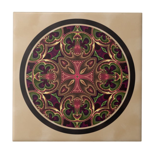 Mandala, Kaleidoscopic Cross Abstract Tile (Front)