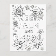 Mandala keep calm and be cool coloring card