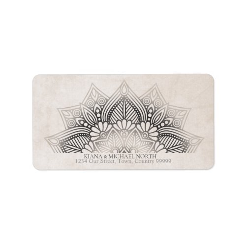 Mandala Lace Wedding  Address Neutrals ID478 Label