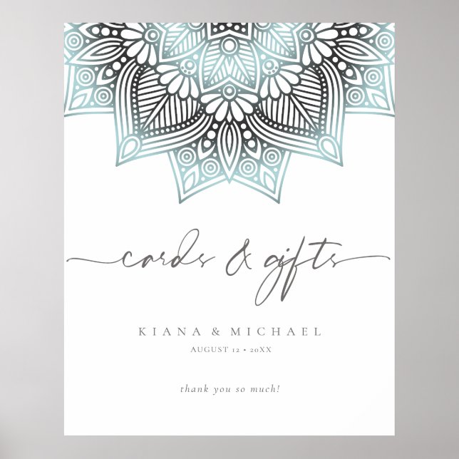 Mandala Lace Wedding Cards & Gifts Lt. Blue ID968  Poster (Front)