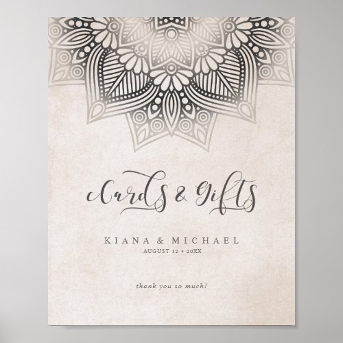 Mandala Lace Wedding Cards  Gifts Neutrals ID478 Poster