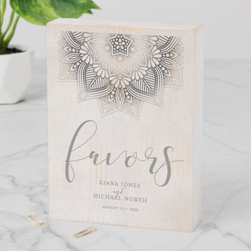 Mandala Lace Wedding Favors Neutrals ID478 Wooden Box Sign