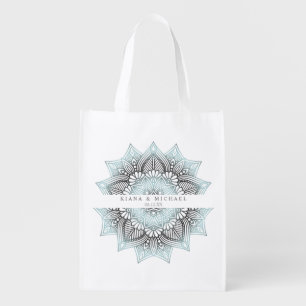 Mandala Lace Wedding Lt. Blue ID968 Grocery Bag