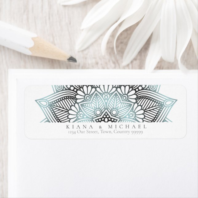 Mandala Lace Wedding Lt. Blue ID968  Label (Insitu)