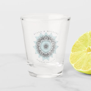 Mandala Lace Wedding Lt. Blue ID968 Shot Glass