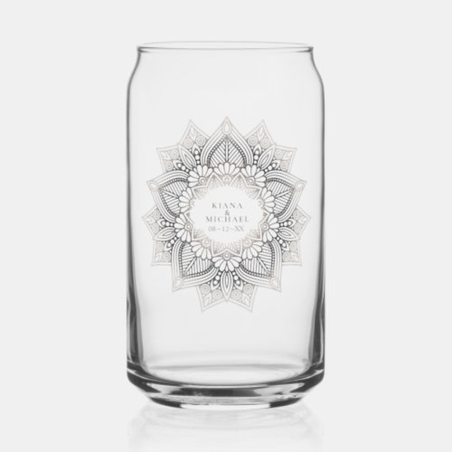 Mandala Lace Wedding Neutrals ID478 Can Glass